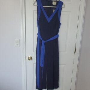 NWT Elevenses by Anthropoligie Blue and Navy Jumpsuit